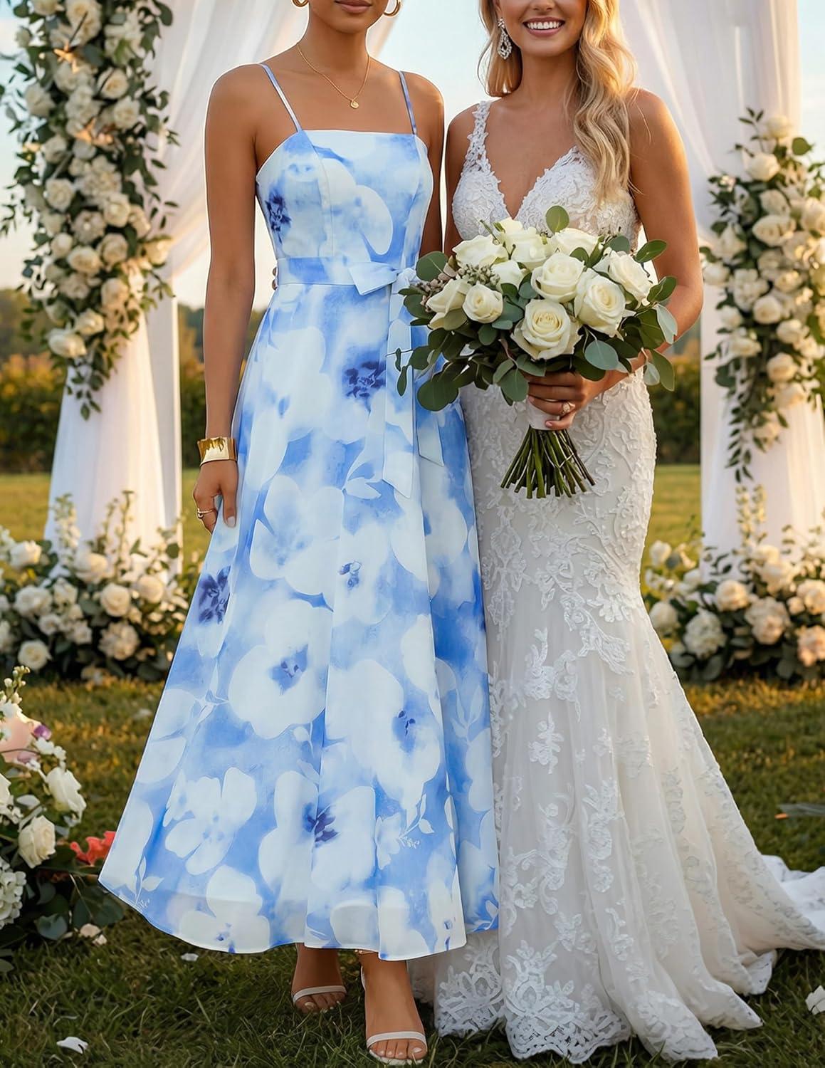 imageZESICA Womens Summer Floral Maxi Dresses 2026 Sleeveless Spaghetti Straps A Line Flowy Wedding Guest Sundress with BeltLight Blue