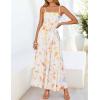 ZESICA Women’s Summer Floral Maxi Dresses 2026 Sleeveless Spaghetti Straps A Line Flowy Wedding Guest Sundress with Belt(Apricot)