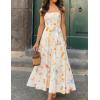 ZESICA Women’s Summer Floral Maxi Dresses 2026 Sleeveless Spaghetti Straps A Line Flowy Wedding Guest Sundress with Belt(Apricot)