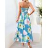 ZESICA Women’s Summer Floral Maxi Dresses 2026 Sleeveless Spaghetti Straps A Line Flowy Wedding Guest Sundress with Belt(Aqua)