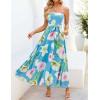 ZESICA Women’s Summer Floral Maxi Dresses 2026 Sleeveless Spaghetti Straps A Line Flowy Wedding Guest Sundress with Belt(Aqua)