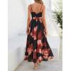 ZESICA Women’s Summer Floral Maxi Dresses 2026 Sleeveless Spaghetti Straps A Line Flowy Wedding Guest Sundress with Belt(Black)
