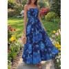 ZESICA Women’s Summer Floral Maxi Dresses 2026 Sleeveless Spaghetti Straps A Line Flowy Wedding Guest Sundress with Belt(Blue)