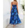 ZESICA Women’s Summer Floral Maxi Dresses 2026 Sleeveless Spaghetti Straps A Line Flowy Wedding Guest Sundress with Belt(Blue)