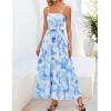 ZESICA Women’s Summer Floral Maxi Dresses 2026 Sleeveless Spaghetti Straps A Line Flowy Wedding Guest Sundress with Belt(Light Blue)