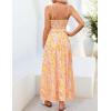 ZESICA Women’s Summer Floral Maxi Dresses 2026 Sleeveless Spaghetti Straps A Line Flowy Wedding Guest Sundress with Belt(Orange)