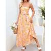 ZESICA Women’s Summer Floral Maxi Dresses 2026 Sleeveless Spaghetti Straps A Line Flowy Wedding Guest Sundress with Belt(Orange)