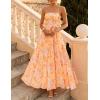 ZESICA Women’s Summer Floral Maxi Dresses 2026 Sleeveless Spaghetti Straps A Line Flowy Wedding Guest Sundress with Belt(Orange)