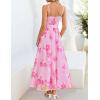 ZESICA Women’s Summer Floral Maxi Dresses 2026 Sleeveless Spaghetti Straps A Line Flowy Wedding Guest Sundress with Belt(Pink)