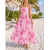 ZESICA Women’s Summer Floral Maxi Dresses 2026 Sleeveless Spaghetti Straps A Line Flowy Wedding Guest Sundress with Belt(Pink)