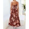 ZESICA Women’s Summer Floral Maxi Dresses 2026 Sleeveless Spaghetti Straps A Line Flowy Wedding Guest Sundress with Belt(Rust)