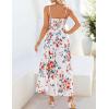 ZESICA Women’s Summer Floral Maxi Dresses 2026 Sleeveless Spaghetti Straps A Line Flowy Wedding Guest Sundress with Belt(White)
