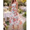 ZESICA Women’s Summer Floral Maxi Dresses 2026 Sleeveless Spaghetti Straps A Line Flowy Wedding Guest Sundress with Belt(White)