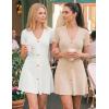 ZESICA Women’s Summer Short Sleeve Knit Mini Dress 2026 Casual V Neck Button Front Business Work Sweater Short Dresses(Apricot)