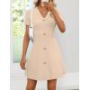ZESICA Women’s Summer Short Sleeve Knit Mini Dress 2026 Casual V Neck Button Front Business Work Sweater Short Dresses(Apricot)