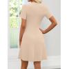 ZESICA Women’s Summer Short Sleeve Knit Mini Dress 2026 Casual V Neck Button Front Business Work Sweater Short Dresses(Apricot)