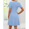 ZESICA Women’s Summer Short Sleeve Knit Mini Dress 2026 Casual V Neck Button Front Business Work Sweater Short Dresses(Blue)
