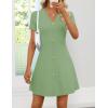 ZESICA Women’s Summer Short Sleeve Knit Mini Dress 2026 Casual V Neck Button Front Business Work Sweater Short Dresses(Lightgreen)