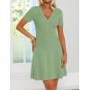 ZESICA Women’s Summer Short Sleeve Knit Mini Dress 2026 Casual V Neck Button Front Business Work Sweater Short Dresses(Lightgreen)