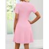 ZESICA Women’s Summer Short Sleeve Knit Mini Dress 2026 Casual V Neck Button Front Business Work Sweater Short Dresses(Pink)