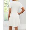 ZESICA Women’s Summer Short Sleeve Knit Mini Dress 2026 Casual V Neck Button Front Business Work Sweater Short Dresses(White)