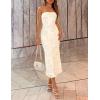 ZESICA Women’s Summer Strapless Floral Midi Dress 2026 Bodycon Mesh Tube Wedding Guest Cocktail Party Formal Dresses(Apricot)
