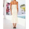 ZESICA Women’s Summer Strapless Floral Midi Dress 2026 Bodycon Mesh Tube Wedding Guest Cocktail Party Formal Dresses(Apricot)