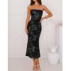 ZESICA Women’s Summer Strapless Floral Midi Dress 2026 Bodycon Mesh Tube Wedding Guest Cocktail Party Formal Dresses(Dim)