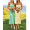 ZESICA Women’s Summer Strapless Floral Midi Dress 2026 Bodycon Mesh Tube Wedding Guest Cocktail Party Formal Dresses(Mint)