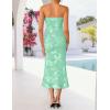 ZESICA Women’s Summer Strapless Floral Midi Dress 2026 Bodycon Mesh Tube Wedding Guest Cocktail Party Formal Dresses(Mint)