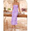 ZESICA Women’s Summer Strapless Floral Midi Dress 2026 Bodycon Mesh Tube Wedding Guest Cocktail Party Formal Dresses(Purple)