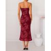 ZESICA Women’s Summer Strapless Floral Midi Dress 2026 Bodycon Mesh Tube Wedding Guest Cocktail Party Formal Dresses(Red)