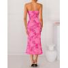 ZESICA Women’s Summer Strapless Floral Midi Dress 2026 Bodycon Mesh Tube Wedding Guest Cocktail Party Formal Dresses(Rose)