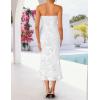 ZESICA Women’s Summer Strapless Floral Midi Dress 2026 Bodycon Mesh Tube Wedding Guest Cocktail Party Formal Dresses(White)