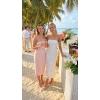 ZESICA Women’s Summer Strapless Floral Midi Dress 2026 Bodycon Mesh Tube Wedding Guest Cocktail Party Formal Dresses(White)