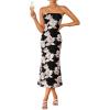 ZESICA Women’s Summer Strapless Floral Midi Dress 2026 Bodycon Mesh Tube Wedding Guest Cocktail Party Formal Dresses(Black)