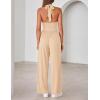 ZESICA Women’s Summer 2026 Sleeveless Halter Neck Jumpsuits One Piece Wide Leg Jumper Rompers Beach Vacation Outfits(Apricot)