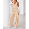 ZESICA Women’s Summer 2026 Sleeveless Halter Neck Jumpsuits One Piece Wide Leg Jumper Rompers Beach Vacation Outfits(Apricot)