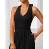 ZESICA Women’s Summer 2026 Sleeveless Halter Neck Jumpsuits One Piece Wide Leg Jumper Rompers Beach Vacation Outfits(Black)