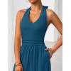 ZESICA Women’s Summer 2026 Sleeveless Halter Neck Jumpsuits One Piece Wide Leg Jumper Rompers Beach Vacation Outfits(Blue)