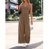 ZESICA Women’s Summer 2026 Sleeveless Halter Neck Jumpsuits One Piece Wide Leg Jumper Rompers Beach Vacation Outfits(Brown)