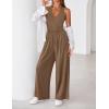 ZESICA Women’s Summer 2026 Sleeveless Halter Neck Jumpsuits One Piece Wide Leg Jumper Rompers Beach Vacation Outfits(Brown)