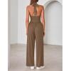 ZESICA Women’s Summer 2026 Sleeveless Halter Neck Jumpsuits One Piece Wide Leg Jumper Rompers Beach Vacation Outfits(Brown)
