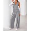 ZESICA Women’s Summer 2026 Sleeveless Halter Neck Jumpsuits One Piece Wide Leg Jumper Rompers Beach Vacation Outfits(Gray)
