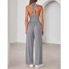 ZESICA Women’s Summer 2026 Sleeveless Halter Neck Jumpsuits One Piece Wide Leg Jumper Rompers Beach Vacation Outfits(Gray)