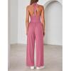 ZESICA Women’s Summer 2026 Sleeveless Halter Neck Jumpsuits One Piece Wide Leg Jumper Rompers Beach Vacation Outfits(Pink)
