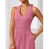ZESICA Women’s Summer 2026 Sleeveless Halter Neck Jumpsuits One Piece Wide Leg Jumper Rompers Beach Vacation Outfits(Pink)