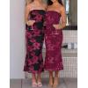 ZESICA Women’s Summer Strapless Floral Midi Dress 2026 Bodycon Mesh Tube Wedding Guest Cocktail Party Formal Dresses(Blackred)