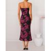 ZESICA Women’s Summer Strapless Floral Midi Dress 2026 Bodycon Mesh Tube Wedding Guest Cocktail Party Formal Dresses(Blackred)