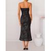 ZESICA Women’s Summer Strapless Floral Midi Dress 2026 Bodycon Mesh Tube Wedding Guest Cocktail Party Formal Dresses(Taupe)